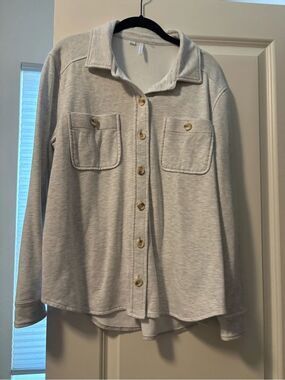 Travis Mathew Light Gray Button-Down Shirt Shacket
